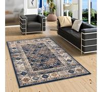 Pop-Vintage - Tapis de designer Orient - Bordure Bleu Beige - 5 Tailles