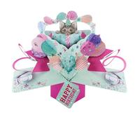 POP219 Carte d'anniversaire pop-up en 3D Motif chat avec cadeau