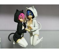 Pop39915-2pcs - Furyu Bicute Bunnies Anime Re: Life A Different World From Zero Rem Remu Ram Bunny Pvc Action Figure Toy Collection Model Doll
