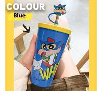 Pop40224-1pcs-Crayon Shin-Chan Tasse À Café Tasse À Eau De Dessin Animé Mignon Autour De La Collection Figurine D'anime Kamen Tasses En Paille Bouchon Anti-Poussière En Paille Verres Cadeaux