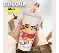 Pop40224-1pcs-Crayon Shin-Chan Tasse À Café Tasse À Eau De Dessin Animé Mignon Autour De La Collection Figurine D'anime Kamen Tasses En Paille Bouchon Anti-Poussière En Paille Verres Cadeaux
