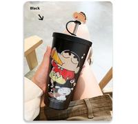 Pop40224-1pcs-Crayon Shin-Chan Tasse À Café Tasse À Eau De Dessin Animé Mignon Autour De La Collection Figurine D'anime Kamen Tasses En Paille Bouchon Anti-Poussière En Paille Verres Cadeaux
