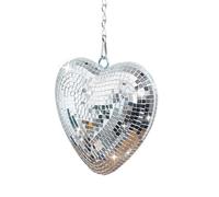 POPAPIE 1 Pièce Coeur en Forme De Boule Disco,15cm Boule à Facettes Disco,Boule Discothèque avec Chaîne pour Décoration de Gâteaux Fête Bar Décoration de Vacances (Argenté)