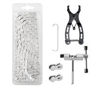 POPAPIE Chaîne de Vélo 6/7/8 Vitesses,Kit Réparation Chaîne Vélo,Outil Démonte Chaîne avec Pince à Chaîne et Casse-chaîne 4 paires de Cadenas de Chaine Pour Vélos de Route Sportbike