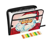 Popart - Organiseur de fichiers accordéon avec 13 poches - Extensible - Avec étiquettes - Porte-documents - Motif Père Noël rose