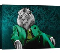 Popart toile avec animaux, Pensive Leader (Pop Version) - 80x60 cm