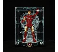 popbricks Vitrine LED en acrylique pour jeu de construction Lego 76344 | Vitrine lumineuse anti-poussière pour modèles de collection, compatible avec Iron Man Mark 3 édition collector (étui uniquement
