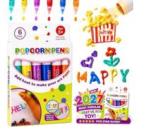 Popcorn Pens,Stylos Magique 3d Popcornpens, Popcornpens Stylos à Dessin Diy Bubble Popcorn Marqueurs CréAtifs Pour Le Scrapbooking, Les Projets Artistiques Et La CréAtion De Cartes De VœUx，6 Set