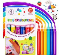 Popcorn pens Stylos Pop Corn 3D Magiques - Lot de 6 Feutres Gonflants Effet Popcorn pour Enfants Dès 5 Ans, Crayons de Dessin DIY & Loisirs Créatifs (1 Pack)