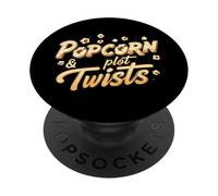 Popcorn & Plot Twists Funny Movie Film TV Show Fan PopSockets PopGrip Adhésif
