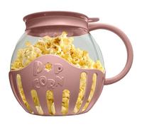 Popcorn Popcorn pour micro-ondes, bol à popcorn de 2,25 l avec couvercle - Verre borosilicate résistant à la température et PP, passe au lave-vaisselle (rose)