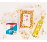 Popcornloop Kit d'ingrédients avec maïs mushroom de 1 kg, sel de pop-corn Butterstly 300 g et huile de pop-corn 250 ml avec arôme beurre, pour pop-corn à la maison, kit de fête pour machine à