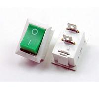 POPESQ® 1 pcs. x Interrupteur 22mm x 15mm Blanche - Vert 1 Contact 6A / 250V Off-on #A1275