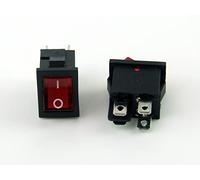POPESQ® 1 pcs. x Interrupteur 22mm x 15mm Noir - Rouge 1 Contact avec Eclairage Off-on #A270