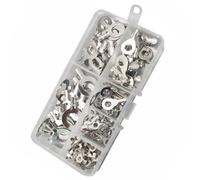 POPETPOP 1 Boîte Kit Assortiment 3,2/4,2/5,2/8,2/10,2mm Connecteur Annulaire Bornes de Câble Étamées Non Isolées, en Laiton Étamé, Boîte Transparente, pour Automobiles et Motos
