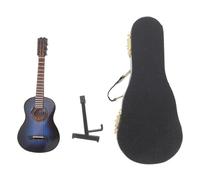 POPETPOP 1 Ensemble Modèle de Guitare Bois Miniature avec Support Décoration pour Maison de Poupée Bleue Accessoire Créatif pour Amateurs de Musique