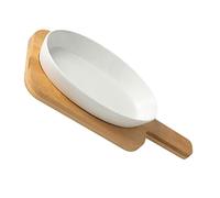 POPETPOP 1 ensemble Plateau de Cuisson Céramique Ovale avec Base Ustensiles de Cuisine pour Maison pour Cuisson Au Four des Plats
