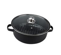 POPETPOP 1 ensemble Set de Poêle à Fonte avec Couvercle Ustensile de Cuisine Polyvalent pour Rôtir Châtaignes Pommes de Terre et Poulet Compatible Four Plaques Induction et Barbecue