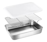 POPETPOP 1 ensemble Set de Récipients Rectangulaires Acier Inoxydable pour Préparation des Aliments Couvercle pour Conservation la Cuisine Barbecue