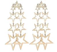 POPETPOP 1 paire Boucles Oreilles Pendantes Étoile Dorées pour Femme Bijoux de Mode Zircon Élégants et Originaux Parfaits pour Occasions Spéciales Port