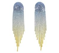 POPETPOP 1 paire de boucles d'oreilles à en strass : longues boucles d'oreilles à scintillantes, lustre en cristal, pendantes, pour robe de soirée, mariage, bal de promo, bijoux
