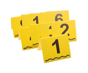 POPETPOP 10 marqueurs de scène en plastique léger jaune, numérotés 1-10 avec règle graduée, pour documentation précise et jeux d’enquête détective
