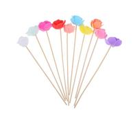 POPETPOP 10 pièces Bâtonnets Diffuseur Huiles Essentielles Bois avec Fleurs Colorées Volatiles et Remplaçables pour Bien-être et Décoration DIY
