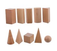 POPETPOP 10 Pièces Blocs Géométriques Bois Modèles Solides pour Enseignement des Mathématiques Outils Pédagogiques Portables pour Élèves pour Reconnaissance des Formes et Apprentissage