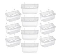 POPETPOP 10 Pièces Mangeoire Suspendue pour Perroquets Bol Alimentation Plastique Antidéversement avec Crochet Plateau Compact et Facile à Nettoyer pour Perruches Inséparables Canaris et