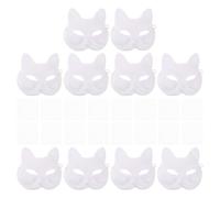 POPETPOP 10 pièces Masques Renard Blanc DIY Pâte de Papier avec Oculaires Masques Vides Peignables pour Cosplay Halloween Accessoires Costume Demi-visage Confortables et Légers