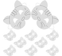 POPETPOP 10 Pièces Masques Vierges en Papier Blanc à Peindre pour Garçon et Filles, DIY Créatif pour Cours de Peinture, Masque de Fête Animalier pour Éveiller L'imagination