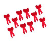 POPETPOP 10 Pièces Ornement Nœud de Noël Rouge en Velours, Décoration | Décor Délicat pour Sapin, Usage Restaurant, Accessoire Soi-même, Style Classique et Élégant