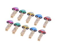 POPETPOP 10 Pièces Pince à Photos de Dessin Animé en Bois, Voiture Colorée | Mémo, Carte Nominative et Papier, Affiche Photos et Cartes, Accessoire Décoratif pour Boutique et Maison