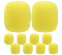 POPETPOP 10 Pièces Protection Anti-vent en Écume Jaune pour Microphone à Main Microperforations, pour Enregistrement et Performances en Extérieur