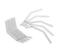 POPETPOP 10 Pièces Support de Couvercle à Double Bras pour Boîte en Bois, | Charnière Pliante pour Bureau Rabattable, Réglage D’angle, Fonctionnement Fluide, Installation Simple, Argenté