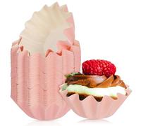 POPETPOP 100 Pièces Caissettes Muffins en Papier Rose Bords Ondulés, Robustes et Démoulage Facile, pour Fêtes et Événements Gourmands