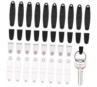POPETPOP 100 pièces Lot de Clips Plastique Porte-clés avec Anneaux Brisés Connecteurs Miniatures pour Badges Porte-cartes et Accessoires Transparent et Noir