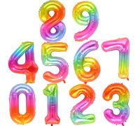 POPETPOP 10Pièces Ballons Numériques Aluminium pour Anniversaire Ballons Géants Colorés pour Décoration de Accessoires Photos Éclatants pour Événements Spéciaux