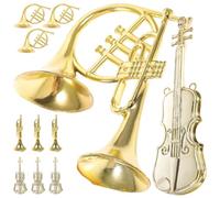 POPETPOP 12 Ornements de Noël Miniatures en Plastique Modèles de Trompette Violons et Cors Dorés Décorations pour Sapin Couronnes et Chambre Figurines d'Instruments de Musique pour