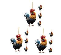 POPETPOP 12 Pcs Coq Jardin Pendentif Décoratif Poulet Suspendu Ornement Acrylique Jardin Suspendu Poulet Parure Acrylique Pendentif Décoration Porche Décoration