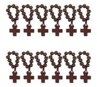 POPETPOP 12 Pièces Bague Chapelet Chrétienne de Poche en Bois | Perles Naturelles, Finition Lisse, Format Compact, Usage Quotidien et Services Religieux, pour Carême