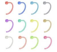 POPETPOP 12 Pièces Bijoux de Piercing de Nez C en Plastique et Résine, Lot | Finition Polie, Design Simple, Effet Nacré, Coffret Présent pour Soirées et Danses