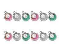 POPETPOP 12 pièces Breloques Coquillage Alliage Perlé pour Bijoux DIY Pendentifs Colorés Blanc Rose Vert Accessoires Création Colliers et Boucles Oreilles