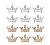 POPETPOP 12 Pièces Broches Couronne en Alliage pour Vêtements et Chapeaux, Épingles Décoratives Dorées, Accessoire Mode pour Femmes, pour Représentations Scéniques