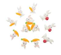 POPETPOP 12 pièces Charmes Lapin Résine pour DIY Décorations Miniatures Plat à Coller pour de Téléphone et Magnets Réfrigérateur Accessoires Kawaii Variés pour Projets Créatifs