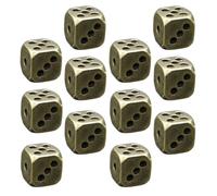 POPETPOP 12 Pièces Dés Polyédriques en Laiton Rétro à Coins Arrondis | Style Vintage Doré, Prise en Main Confortable, Pièce Décorative, pour Poker et Soirées Ludiques