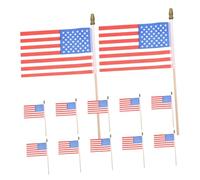 POPETPOP 12 Pièces Drapeaux Américains sur Bâton Polyester pour Cérémonies Parades Événements Patriotiques et Fête Nationale