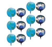 POPETPOP 12 Pièces Lot de Ballons Globe Terrestre Ballons Sphériques Aluminium à Carte Du Monde Réaliste Décorations Flottantes pour Fête Thème Planète Anniversaire et Earth Day