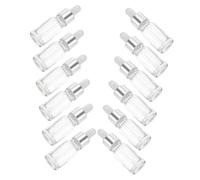 POPETPOP 12 pièces Lot de Flacons Compte-gouttes Verre Transparents avec Bouchon Étanche Petites Bouteilles Voyage Multi-usages pour Huiles Essentielles et Mélanges