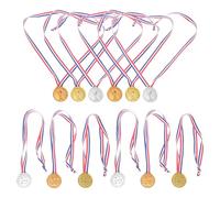 POPETPOP 12 pièces Médailles Sportives Plastique pour Garçon Fille Récompenses Football Médailles Gagnant Garçon Fille et Jeux Lot Or Argent Décoration Fête Sportive
